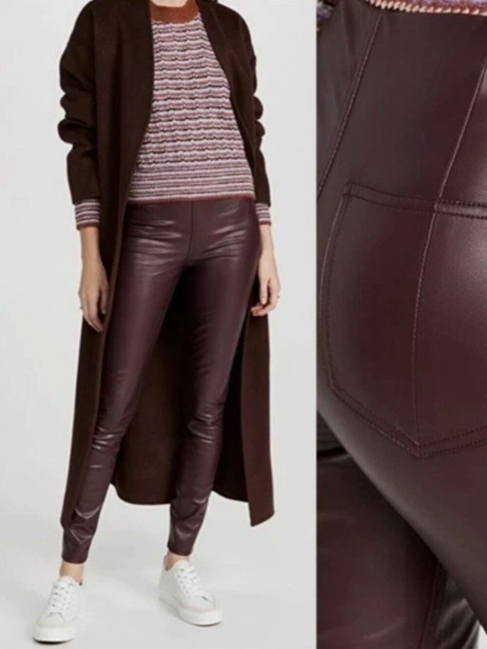 Rag & Bone Nina Vegan Leather Pull On Skinny Pants Maroon M